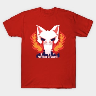 Cat with laser eyes burning down the city T-Shirt